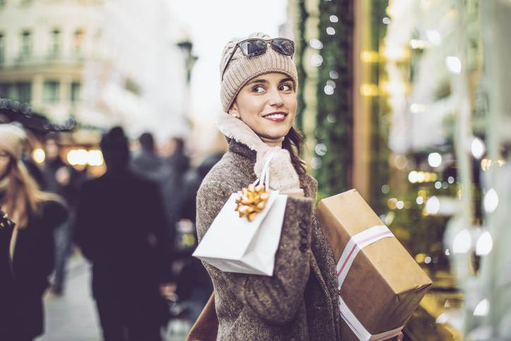 Beautiful woman shopping in the city